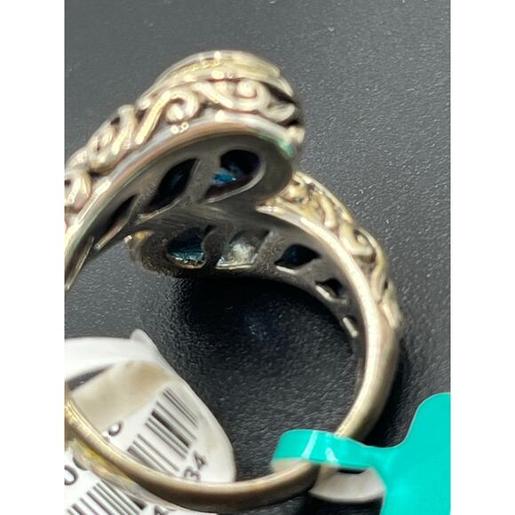 Effy Balissima Sterling Silver 18k Blue Topaz Amethyst Gemstones Bypass Ring 7.5 - Picture 14 of 15